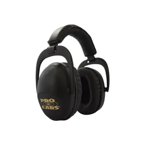 Pro Ears PEUSB Ultra Sleek Passive Muff 26 dB Over the Head Black Ear Cups with Black Headband & Gold Logo for Adults 1 Pair