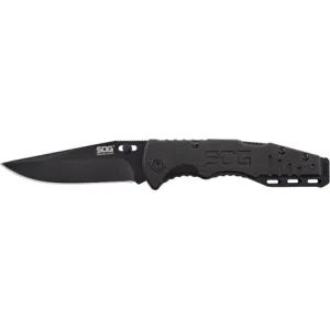 S.O.G SOG-FF1101-C Salute Mini 3.10\" Folding Clip Point Plain Black Oxide 8Cr13MoV SS Blade Black G10 Handle Includes Pocket Clip