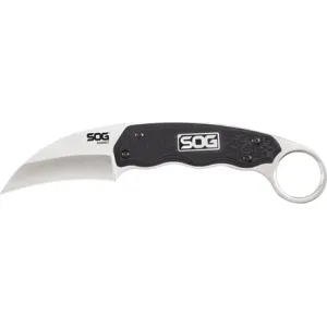 S.O.G SOG-GB1001-C Gambit 2.58\" Fixed Sheepsfoot Plain Satin Polished 7Cr17MoV SS Blade Black GRN Handle Includes Sheath