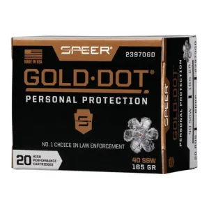 Speer Ammo 23970GD Gold Dot Personal Protection 40 S&W 165 gr Hollow Point (HP) - 20rd Box