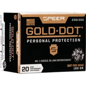 Speer Ammo 23913GD Gold Dot Personal Protection 327 Federal Mag 100 gr Hollow Point (HP) - 20rd Box