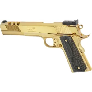 Iver Johnson Eagle XL Ported GIJ38 Pistol, .45 ACP, 6\" Barrel, 8+1, Semi-Auto, 24K Gold, Wood Grips, Ported Barrel.