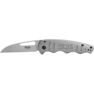 S.O.G SOG-14-52-01 Escape FL 3\" Folding Sheepsfoot Plain 8Cr13MoV SS Blade Silver w/ \"SOG\" Stainless Steel Handle Includes Pocket Clip