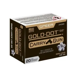 Speer Ammo 24260 Gold Dot Carry Gun 9mm Luger 135 gr G2 - 20rd Box