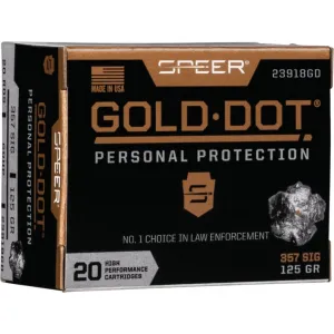 Speer Ammo 23918GD Gold Dot Personal Protection 357 Sig 125 gr Hollow Point (HP) - 20rd Box