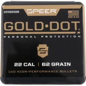 CCI 22462GDB Gold Dot Rifle Bullet 224 Cal .22 62 GRGold Dot Soft Point 100 Per Box