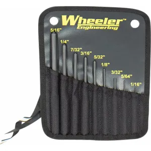 Wheeler 204513 Roll Pin Punch Set Black Steel Knurled Handle 9 Pieces