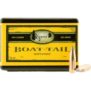 Speer Bullets 2406 Rifle Hunting 338 Caliber .338 225 GR Spitzer Boat Tail Soft Point 50 Box