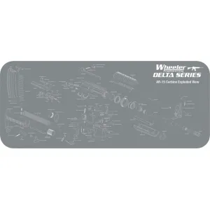 Wheeler 156824 AR-15 Maintenance Mat Delta Neoprene Top w/Rubber Back Gray w/White Logo & Picture 47\" L x 20\" W