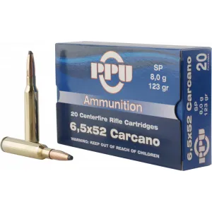 PPU PP3083 Metric Rifle 6.5x52mm Carcano 123 GR Soft Point - 20rd Box