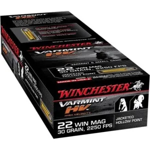 Winchester Ammo S22M2 Varmint HV .22 WMR 30 GR Jacketed Hollow Point - 50rd Box