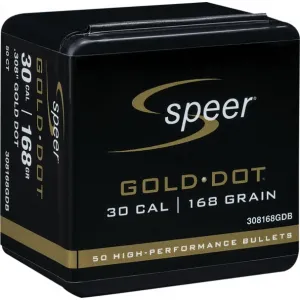 Speer 308168GD Gold Dot 30 Cal .308 168 gr Gold Dot Soft Point 50 Per Box