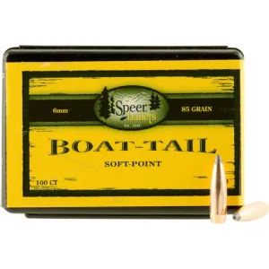 Speer 1213 Rifle Hunting 6mm .243 85 GR Spitzer Boat Tail Soft Point 100 Box