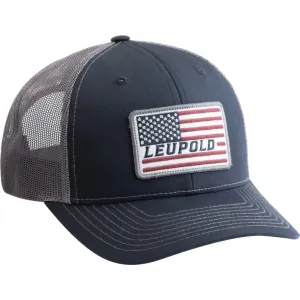 Leupold 179858 Trucker Flag Navy/Gray Adjustable Snapback OSFA Semi-Structured