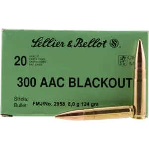 Sellier & Bellot 300BLKA Rifle 300 AAC Blackout 124 GR Full Metal Jacket - 20rd Box