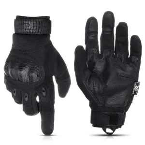 Glove Station Combat Hard Knuckle Full Finger Tactical Gloves - Black - Medium - GS-258-BK-M