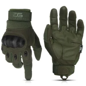Glove Station Combat Hard Knuckle Full Finger Tactical Gloves - Green - Medium - GS-258-GR-M
