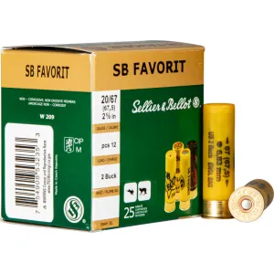 Sellier & Bellot SB20BSA Shotgun 20 Gauge 2.75\" Buckshot 2 Shot - 25sh Box