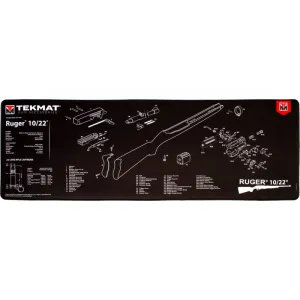 Tekmat R441022 Ruger 10-22 Ultra Premium Cleaning Mat Ruger 10-22 Parts Diagram 44\" x 15\" Black/White