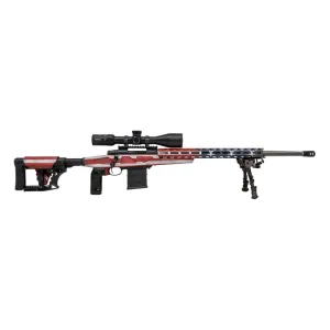Howa HCRA73107USKMDT M1500 APC Chassis 24\" HB 10+1 (3), American Flag Cerakote, Luth-AR MBA-4 Stock with Aluminum Chassis, 4-16x50 Scope, Bipod & 2 Grips