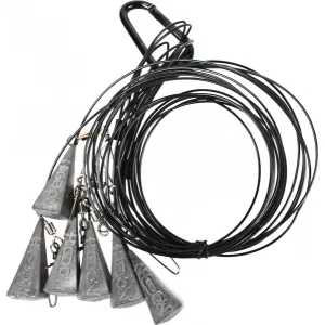 Higdon Outdoors 30322 Battleship Rig Black Nylon 36\" Long Features 4 oz Steel Weights 6 Pack