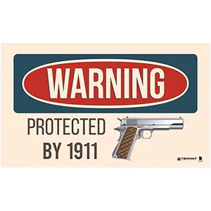 TekMat TEK42WARNING1911 Warning Protected By 1911 Door/Work Mat