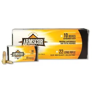 Armscor .22 LR 36 GR High Velocity Copper Plated Hollow Point 1260 fps - 500rd Brick