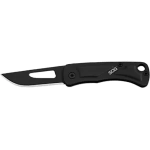 SOG Centi I Folding Knife, 1.4\" Black Stainless Steel Blade, Black Stainless Steel Handle