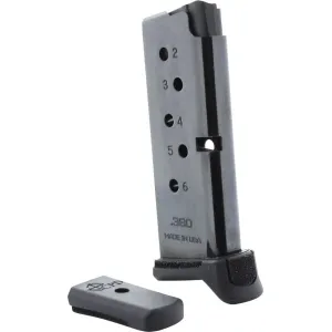 C Products Defense 6X38141205RCPD Magazine for Ruger LCP/LCP II, .380 ACP, 6 Rounds, Steel, Black