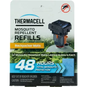 Thermacell M48 Backpacker Repellent Refills Effective 15 ft Odorless Scent Repels Mosquito Effective Up to 48 hrs 12 Mats
