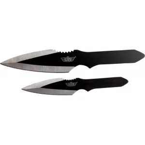 Uzi Accessories UZKTRW002 Throwing Knives Fixed Spear Point Plain Black/Silver SS Blade/Black Stainless Steel Handle