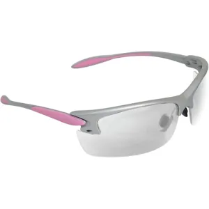 Radians PG0810CS Ladies Range Eyewear 99.9% UV Rated Clear Lens with Gray & Coral Accents Frame