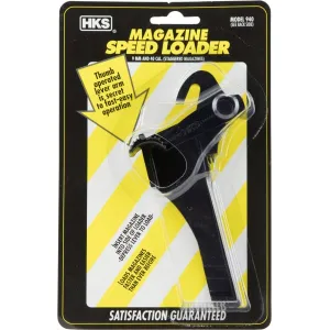 HKS 451 Single Stack Mag Loader Adjustable Style made of Plastic with Black Finish for Multi-Caliber Pistols