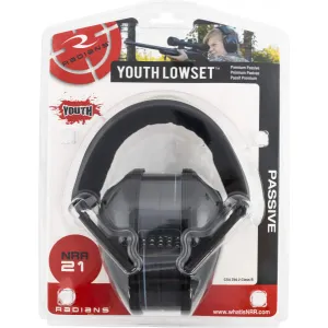 Radians LSY0110CS Lowset Passive Muff 21 dB Over the Head Black Ear Cups with Black Headband for Youth 1 Pair
