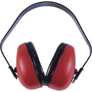 Radians DF0310HC Def-Guard Muff 23 dB Over the Head Red Ear Cups with Padded, Adjustable Black Headband for Adults 1 Pair