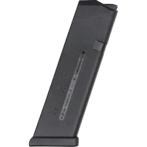 Glock Compatible 17 Round Magazine By A.C. Unity - 9mm, Military Grade, Black With Clear Round Count Window