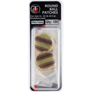 T/C Accessories 31007135 Pillow Ticking Roundball Patches 32 Cal,36 Cal Cotton Patch w/Wonder Lube 100 Per Pack