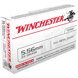 Winchester USA M193 5.56x45mm NATO 55gr Full Metal Jacket Brass Case 20 Rounds WM193K