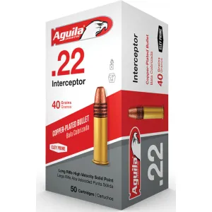 Aguila 1B222320 Interceptor 22 Long Rifle (LR) 40 GR Solid Point - 50rd Box