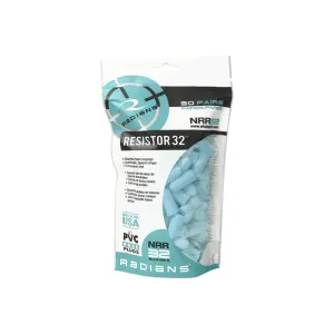Radians FP70ABG/50 Resistor Earplugs Foam 32 dB In The Ear Aqua Blue Adult 50 Pair