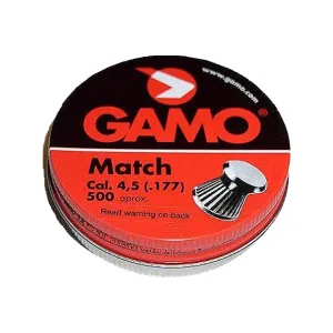 Gamo 6320034BL54 Match .177 Pellet Lead Flat Nose 500 Per Tin