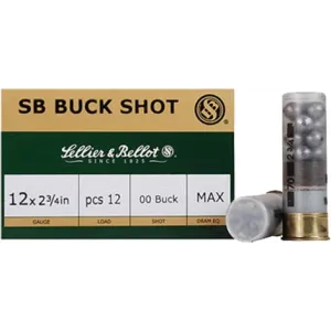 Sellier & Bellot SB12BSD Shotgun 12GA 2.75\" Lead 27 Pellets 4 Buck - 10sh Box