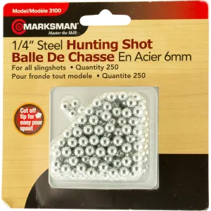 Beeman Marksman 3100 Slingshot Steel Shot, 1/4 Inch, 250 Count, Silver Round.