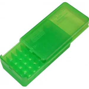 MTM Case-Gard P50SS4516 Side-Slide Ammo Box Pistol Multi-Caliber Handgun Clear Green Plastic 50rd