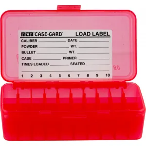 MTM Case-Gard P504429 Case-Gard P-50 Multi-Caliber Handgun Clear Red Polypropylene 50rd