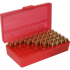 MTM Case-Gard P504529 Case-Gard P-50 Multi-Caliber Handgun Clear Red Polypropylene 50rd