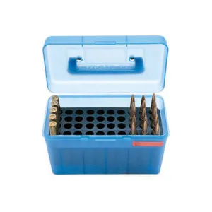 MTM Case-Gard H50RL24 Deluxe Ammo Box for 25-06 Rem/.30-06 Clear Blue Polypropylene 50rd