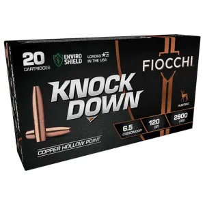 Fiocchi Knock Down Enviro Shield 6.5 Creedmoor 120gr Copper Hollow Point Brass Case 20rd