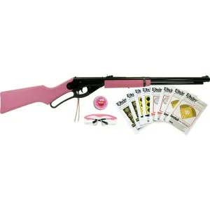 Daisy 994999403 Carbine Fun Kit Spring Piston, 177 BB 350 fps, Black Rec, Pink Synthetic Furniture, Includes Glasses/350rd Ammo/Target