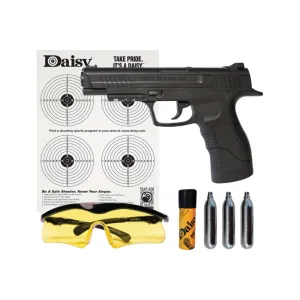 Daisy 985415242 415 Powerline Kit CO2 177 BB 21+1 495 fps, Black, Polymer Frame with Pic. Rail, Fiber Optic Sight, Includes Ammo/Target/Glasses/CO2 Cartridges